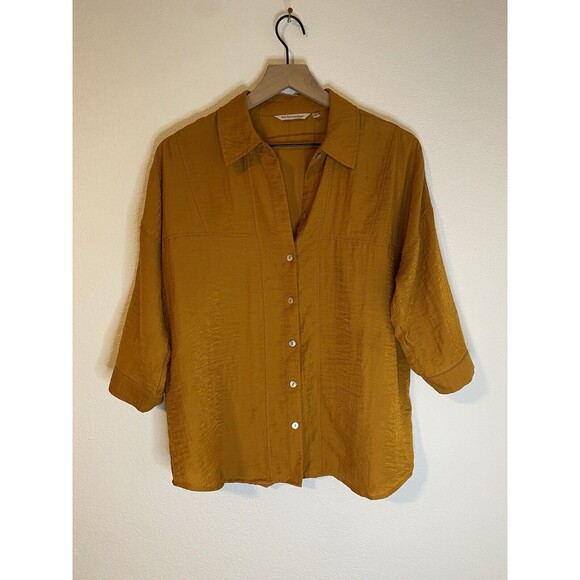 Soft Surroundings Tops - Soft Surrounding Button Down Blouse Mustard Size S 3/4 Sleeve